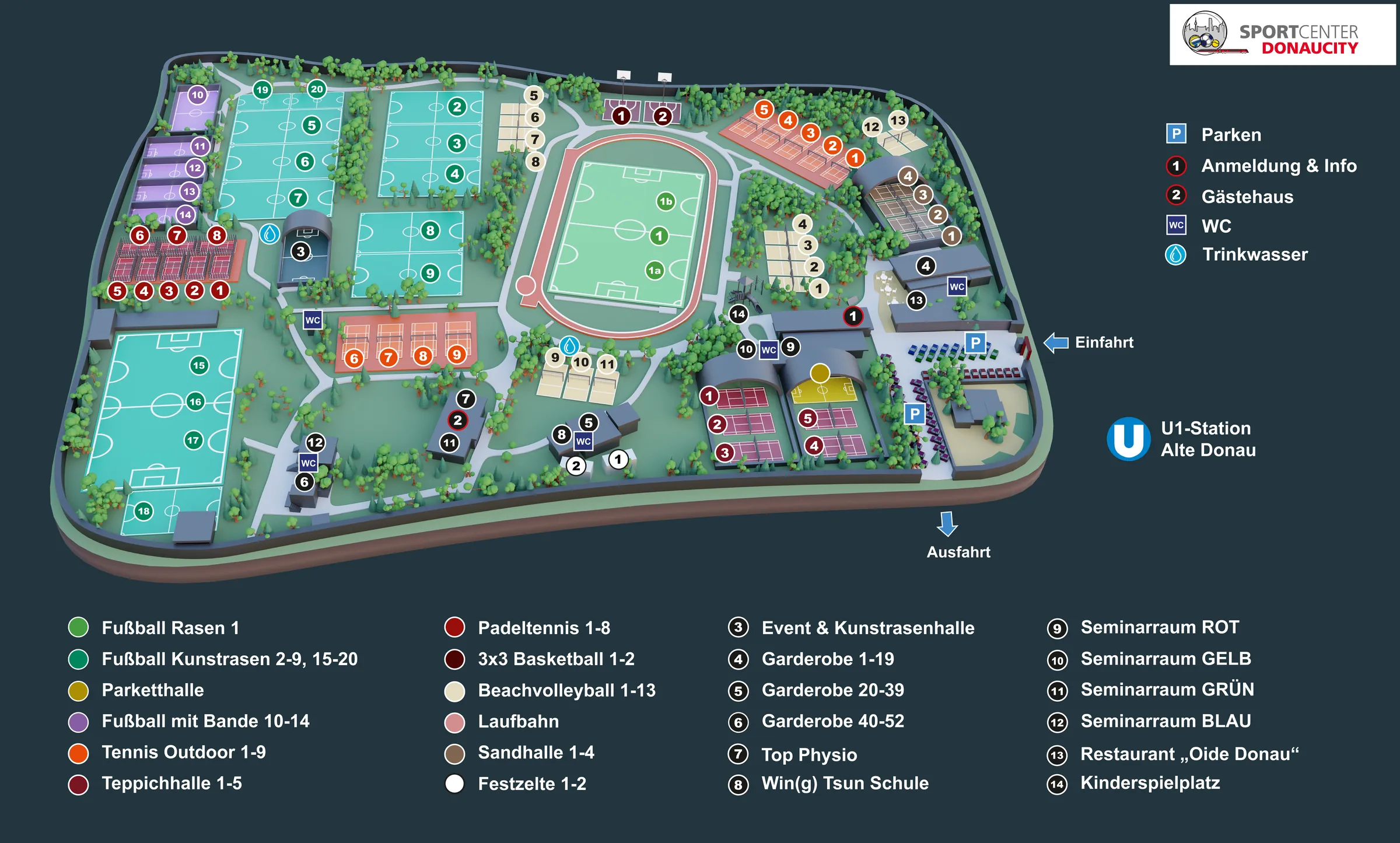 Lageplan Sportcenter Donaucity